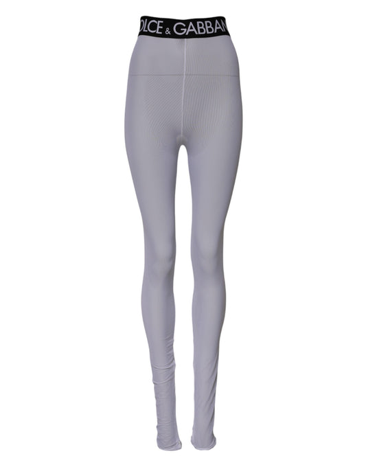 Dolce & Gabbana Women's Regular Fit Leggings Mid Rise Stretch Nylon - Gray