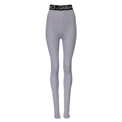 Dolce & Gabbana Women's Regular Fit Leggings Mid Rise Stretch Nylon - Gray