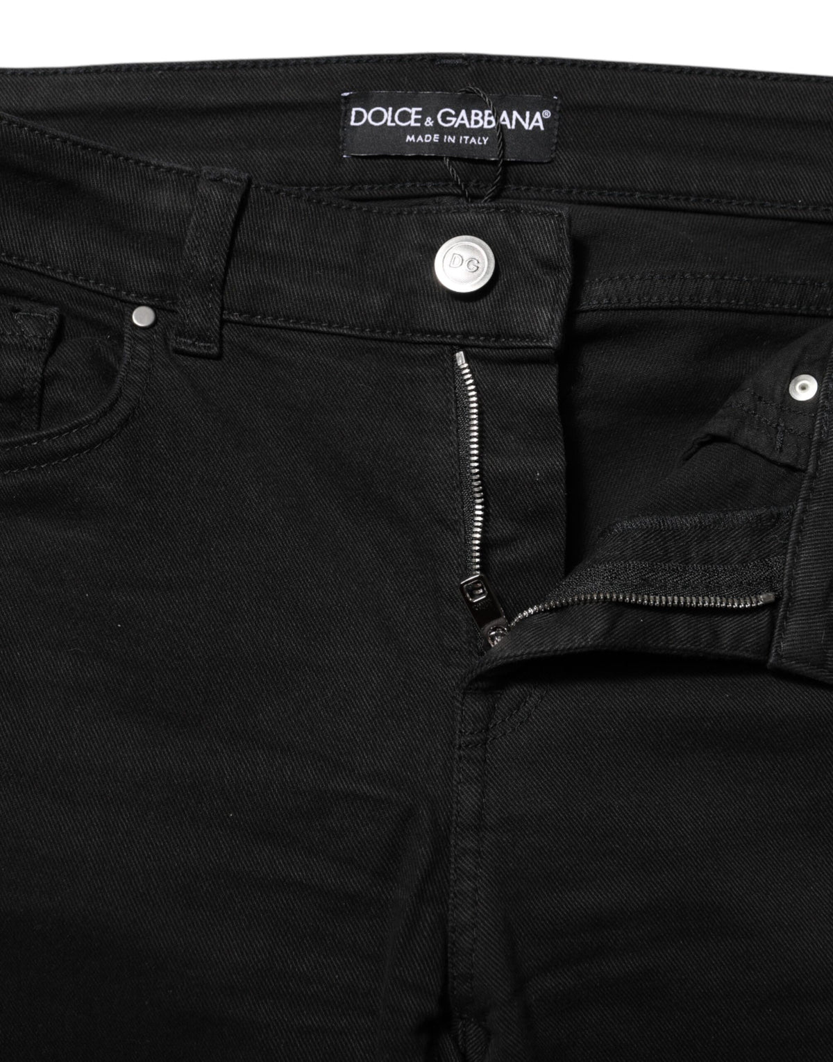 Dolce & Gabbana Women's Skinny Regular Fit Mid Rise Stretch Denim Cotton Jeans - Black