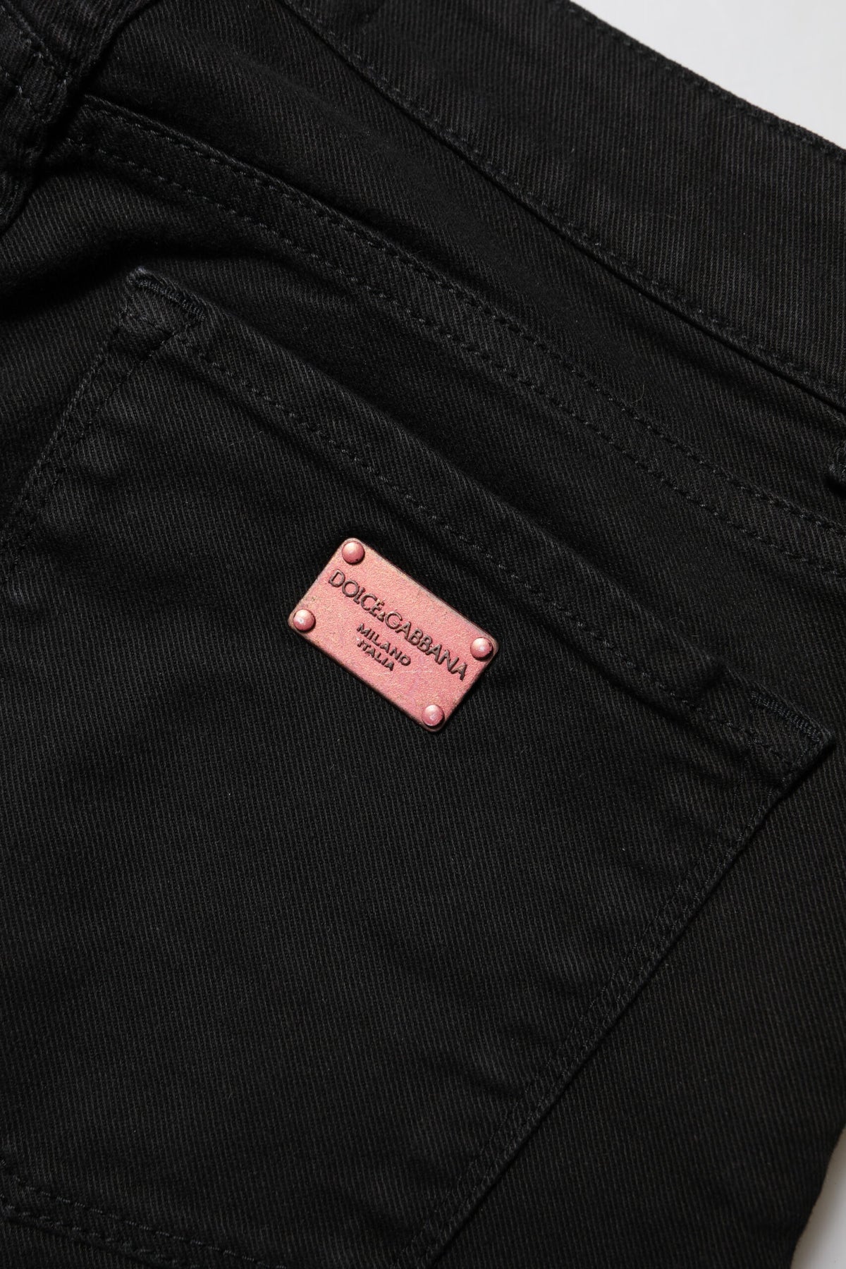 Dolce & Gabbana Women's Skinny Regular Fit Mid Rise Stretch Denim Cotton Jeans - Black