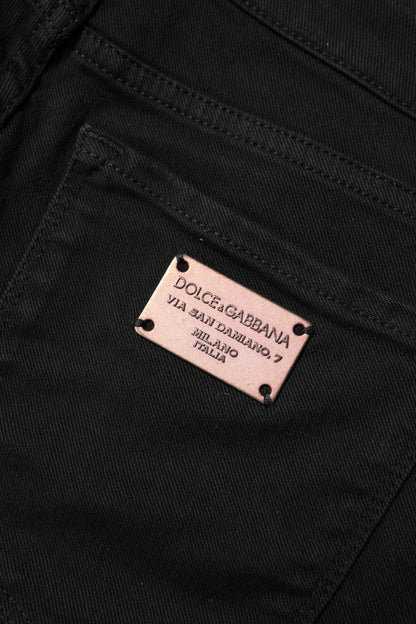 Dolce & Gabbana Black Cotton Skinny Mid Waisted Denim Jeans