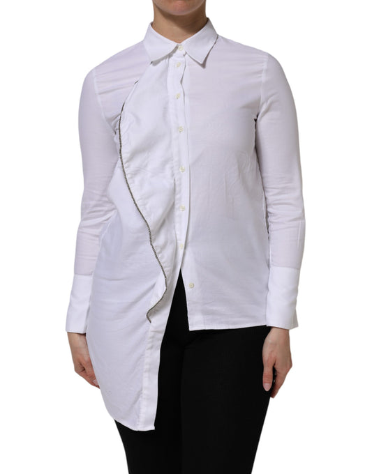 AGLINI Women's Long-Sleeve Stretch Cotton Shirt - White