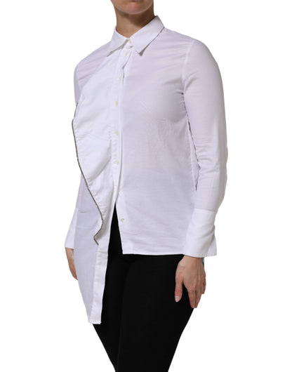 AGLINI Women's Long-Sleeve Stretch Cotton Shirt - White