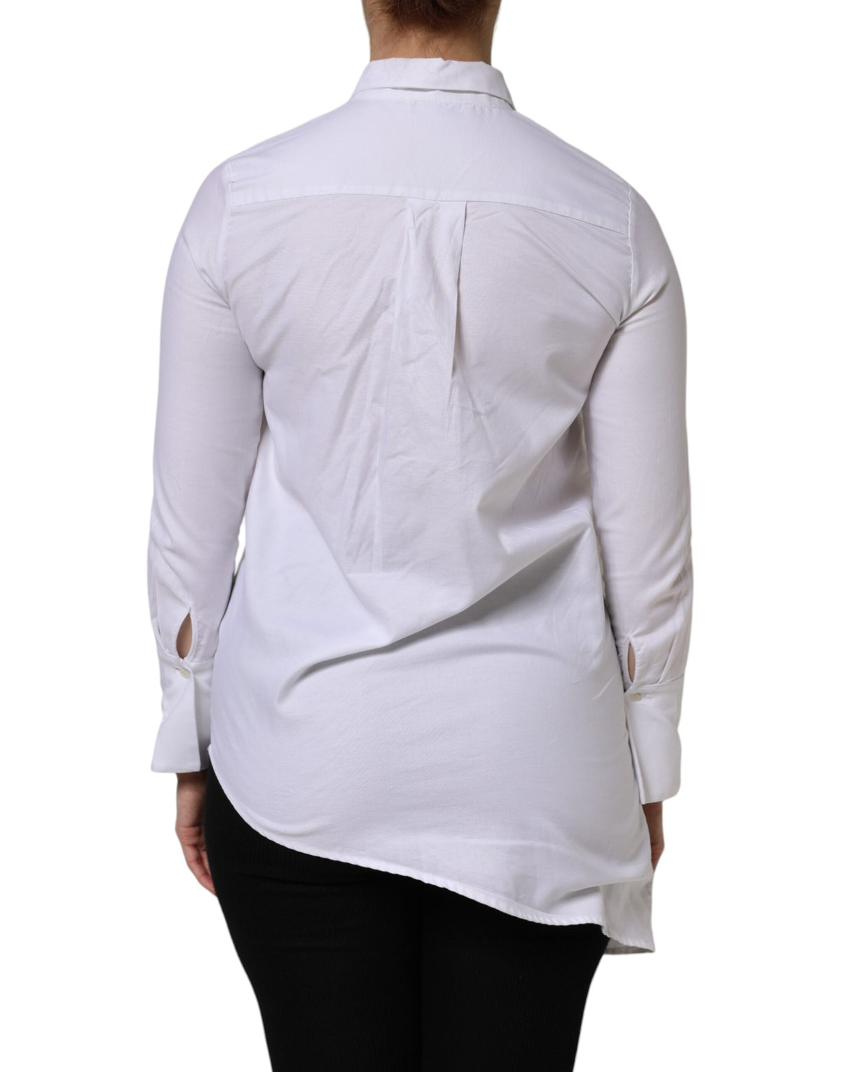 AGLINI Women's Long-Sleeve Stretch Cotton Shirt - White