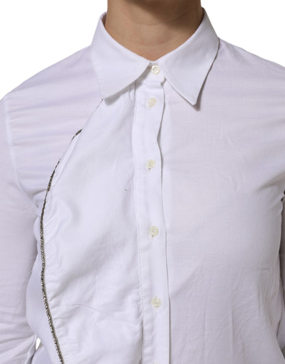 AGLINI Women's Long-Sleeve Stretch Cotton Shirt - White