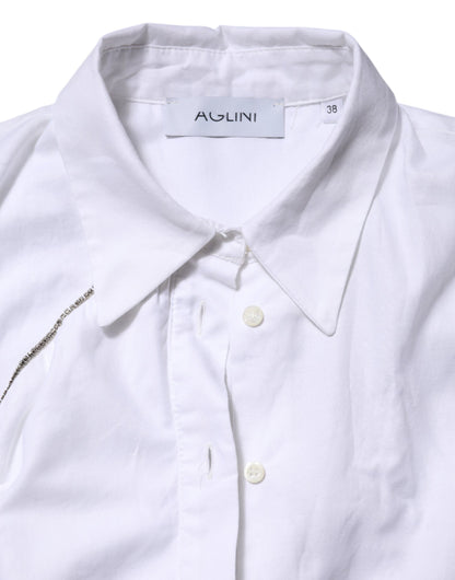 AGLINI Women's Long-Sleeve Stretch Cotton Shirt - White