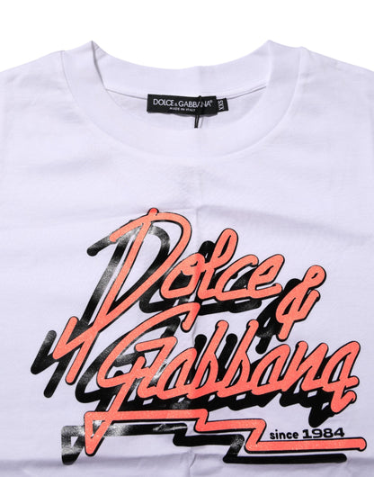 Dolce & Gabbana Women's Short-Sleeve Crew Neck Cotton T-Shirt - White Print