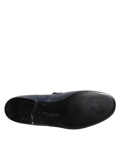 Dolce & Gabbana Blue Exotic Leather Slip On Loafers Men Dress Shoes
