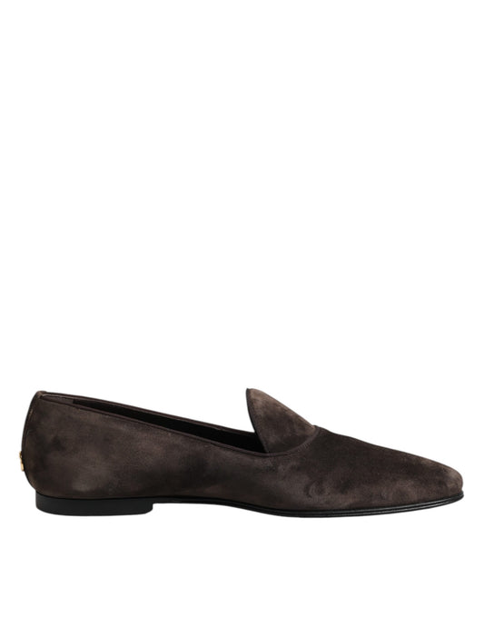 Dolce & Gabbana Men's Leather & Velvet Loafer Slip-On Shoes - Brown