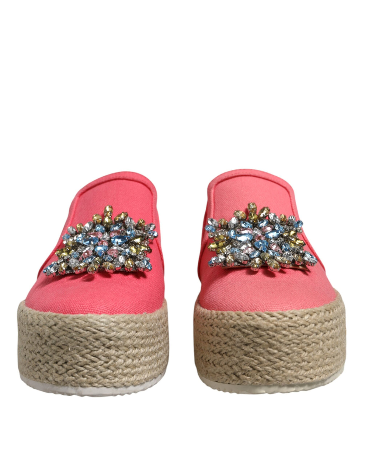 Twinset Women's Canvas Leather & Crystal Heels - Pink