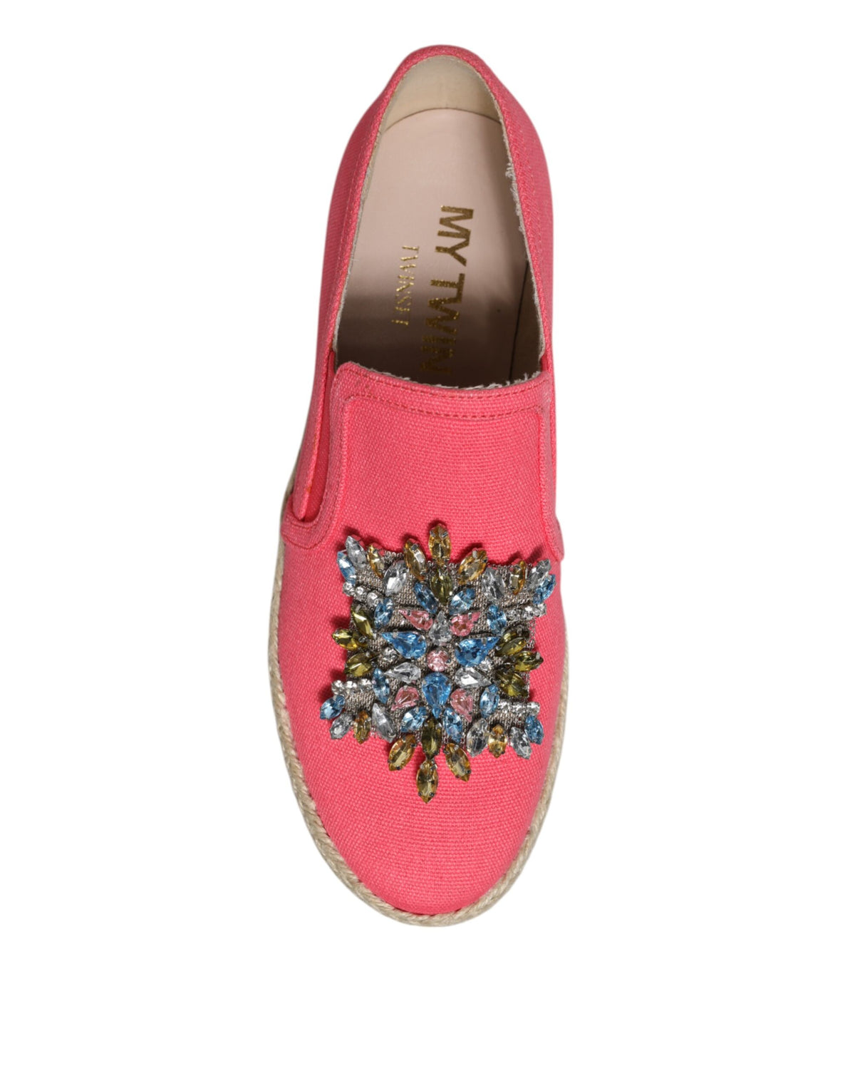 Twinset Women's Canvas Leather & Crystal Heels - Pink