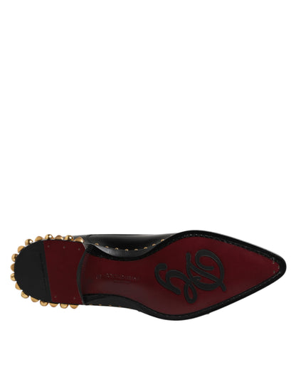 Dolce & Gabbana Men's Calfskin Leather Derby Lace-Up Shoes - Black