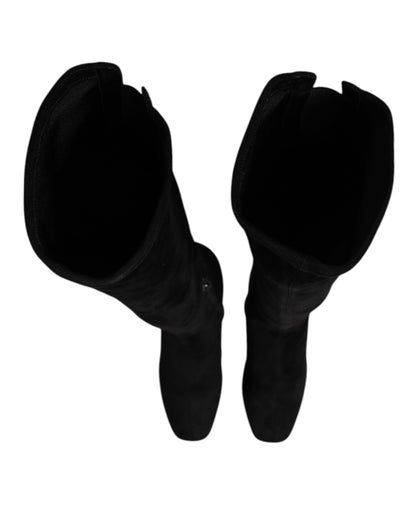 Dolce & Gabbana Women's Suede Lamb Leather High Knee-High Boots - Black