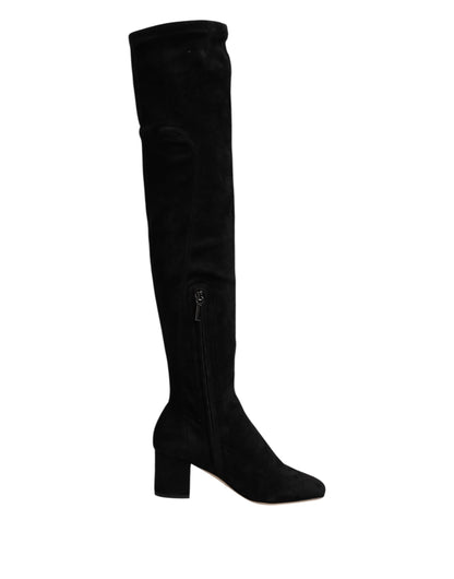 Dolce & Gabbana Women's Suede Lamb Leather High Knee-High Boots - Black