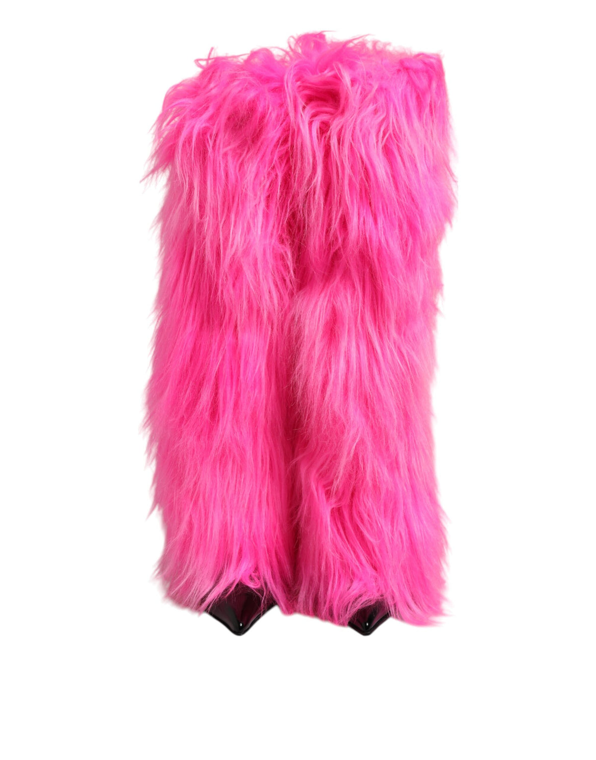 Dolce & Gabbana Women's Polyester Leather & Faux Fur High-Heel Boots - Pink