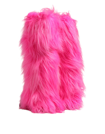 Dolce & Gabbana Women's Polyester Leather & Faux Fur High-Heel Boots - Pink