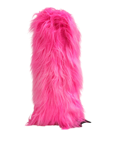 Dolce & Gabbana Women's Polyester Leather & Faux Fur High-Heel Boots - Pink