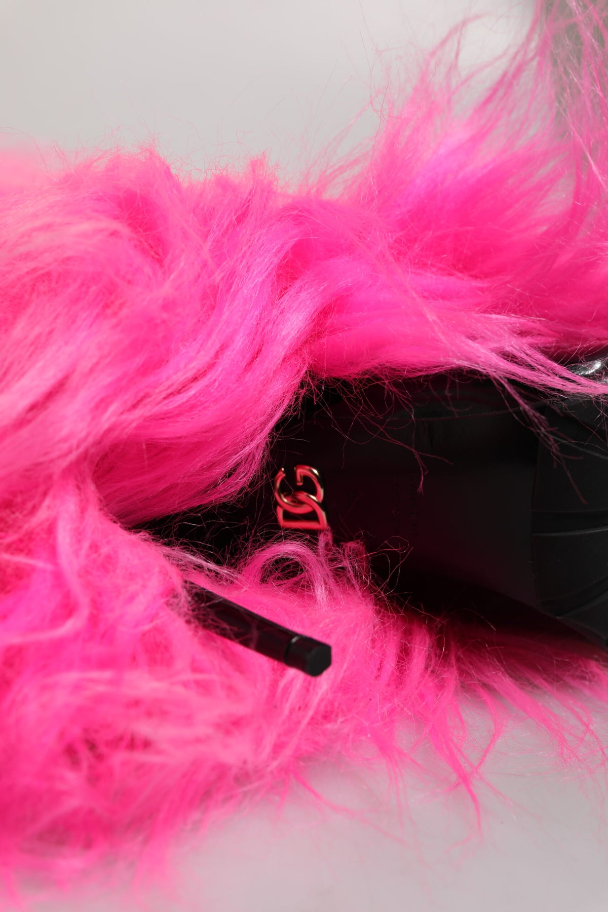 Dolce & Gabbana Women's Polyester Leather & Faux Fur High-Heel Boots - Pink