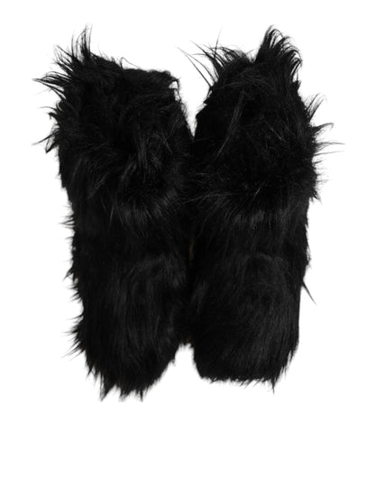 Dolce & Gabbana Men's Calf Leather Faux Fur & Rubber Mid-Calf Boots - Black