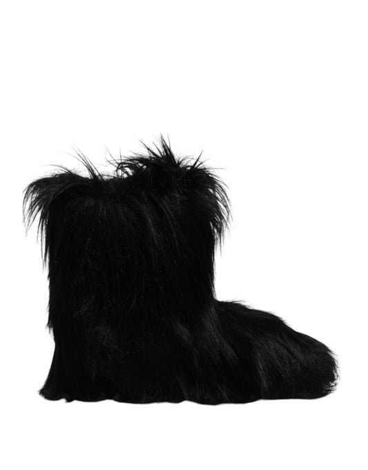 Dolce & Gabbana Men's Calf Leather Faux Fur & Rubber Mid-Calf Boots - Black