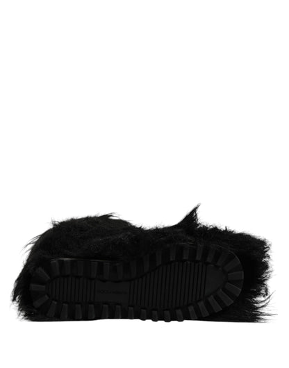 Dolce & Gabbana Men's Calf Leather Faux Fur & Rubber Mid-Calf Boots - Black