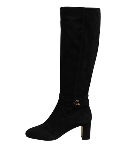 Dolce & Gabbana Women's Suede Leather High Knee-High Boots - Black