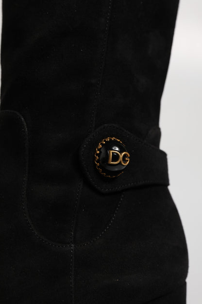 Dolce & Gabbana Women's Suede Leather High Knee-High Boots - Black