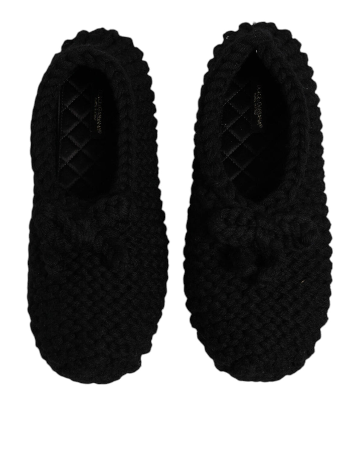 Dolce & Gabbana Women's Leather & Wool Ballet Flat Shoes - Black
