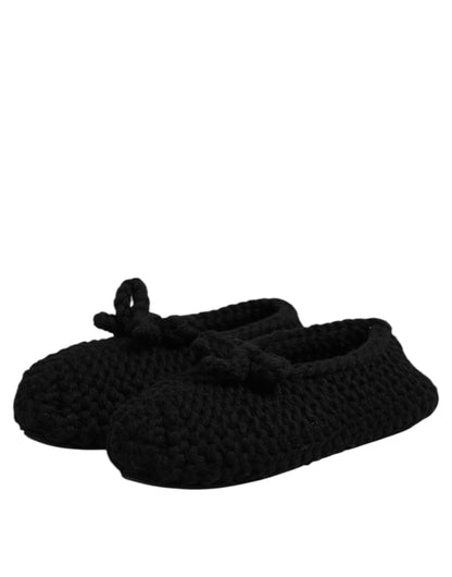 Dolce & Gabbana Women's Leather & Wool Ballet Flat Shoes - Black