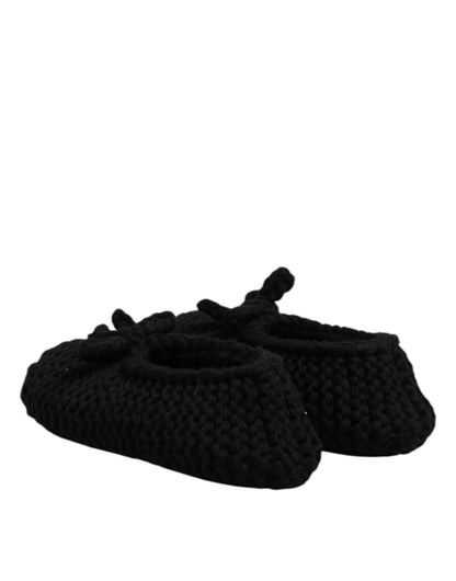 Dolce & Gabbana Women's Leather & Wool Ballet Flat Shoes - Black