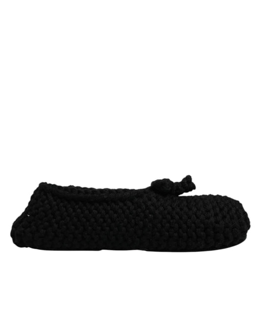Dolce & Gabbana Women's Leather & Wool Ballet Flat Shoes - Black