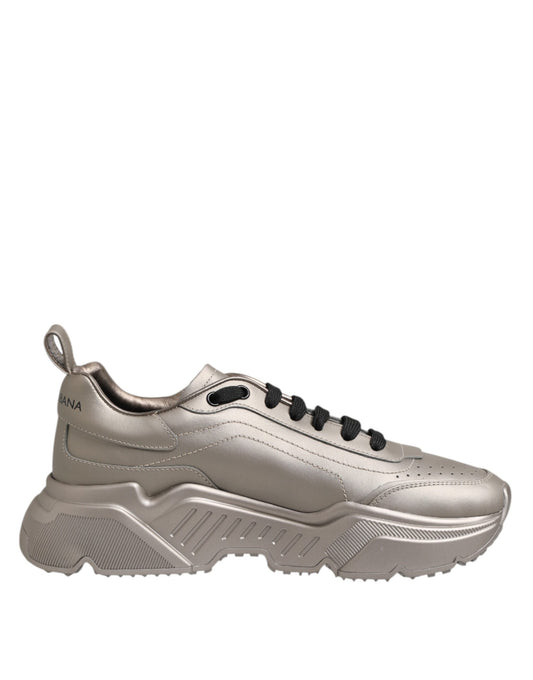 Dolce & Gabbana Men's Low Top Calf Leather & Rubber Sneakers - Silver