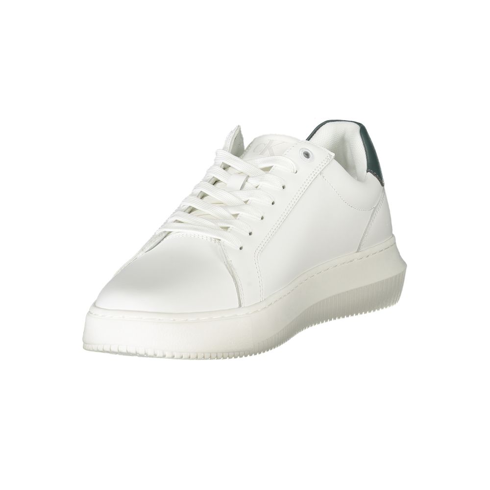 Sneakers by Calvin Klein for men in polyester polyethylene leather green, white & print presents a sumptuous silhouette from the Men's Fashion Polyester Polyethylene Leather Sneakers collection, showcasing a sumptuous fashion style for an elevated aesthetic.