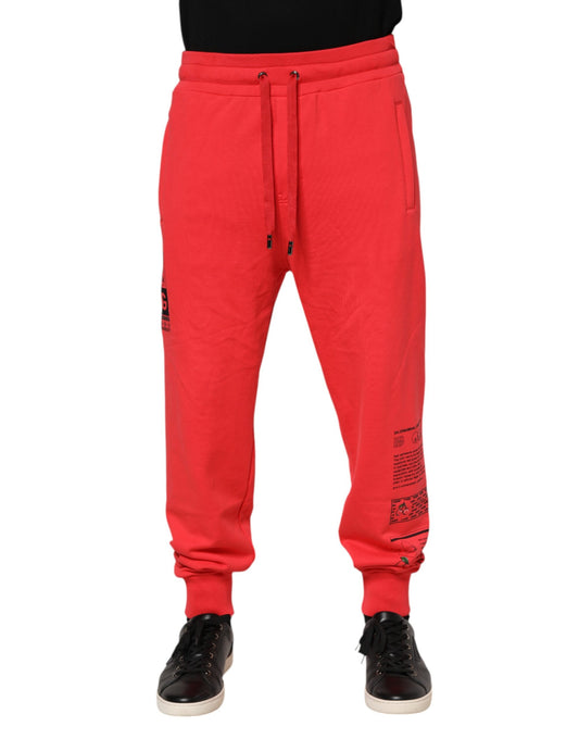 Jogger Sweatpants by Dolce & Gabbana for men in cotton red & print features a athletic with a and long, showcasing athletic for a sophisticated performance look.