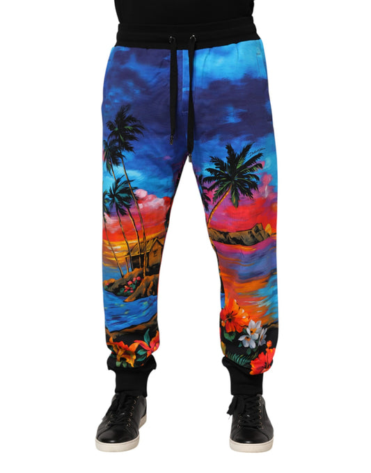 Dolce & Gabbana Men's Cotton Jogger Sweatpants - Blue Print