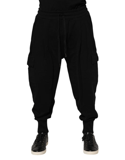 Jogger Sweatpants by Dolce & Gabbana for men in cotton black features an sporty with a and long, showcasing sporty .