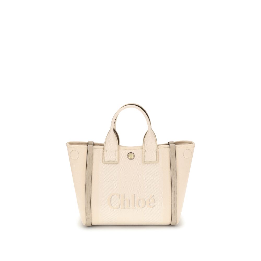 Shoulder Tote Bag by Chloé for women in leather & cotton beige, signature & monogram features a effortless sophistication silhouette, secured by a snap & magnetic with ample and versatile shoulder-strap, adjustable-strap & handle for a effortless sophistication finish.