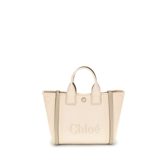 Shoulder Tote Bag by Chloé for women in leather & cotton beige, signature & monogram features a effortless sophistication silhouette, secured by a snap & magnetic with ample and versatile shoulder-strap, adjustable-strap & handle for a effortless sophistication finish.
