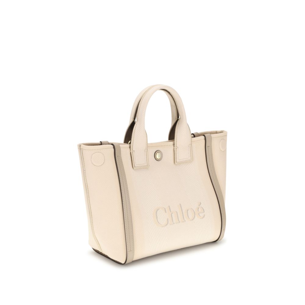 Shoulder Tote Bag by Chloé for women in leather & cotton beige, signature & monogram presents a versatile silhouette, showcasing a secure snap & magnetic and versatile with versatile shoulder-strap, adjustable-strap & handle for a sophisticated look.