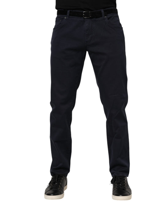Jeans by Dolce & Gabbana for men in denim cotton blue features a polished silhouette with a polished tapered-leg & regular-fit, reaching a polished long and finished with a polished .