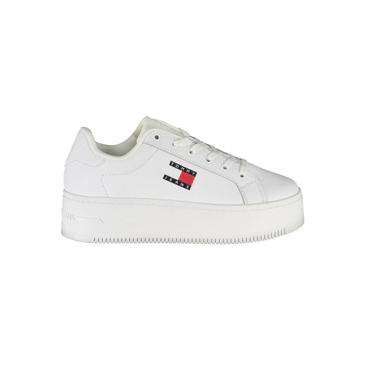 Sneakers by Tommy Hilfiger for women in polyester white & print presents a sumptuous silhouette from the Women's Fashion Polyester Sneakers collection, showcasing a sumptuous fashion style for an elevated aesthetic.