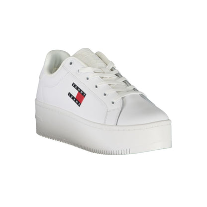 Sneakers by Tommy Hilfiger for women in polyester white & print presents a sumptuous silhouette from the Women's Fashion Polyester Sneakers collection, showcasing a sumptuous fashion style for an elevated aesthetic.