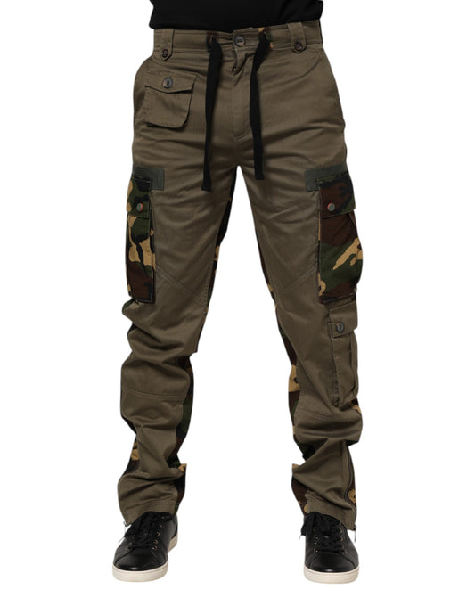 Cargo Pants by Dolce & Gabbana for men in cotton brown & camouflage presents a on trend silhouette, artfully finished with a on trend , long, and for a sophisticated look.