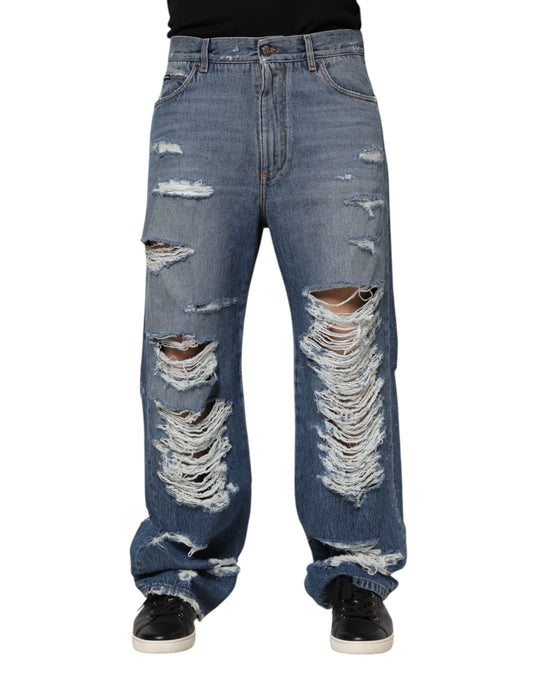 Dolce & Gabbana Men's Straight Stretch Denim Cotton Jeans - Blue