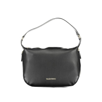 This Handbag by Mario Valentino for women in polyethylene and black presents a sculptural silhouette featuring a secure zipper, ample external-pockets & internal-pockets, and versatile handle for a sculptural finish.