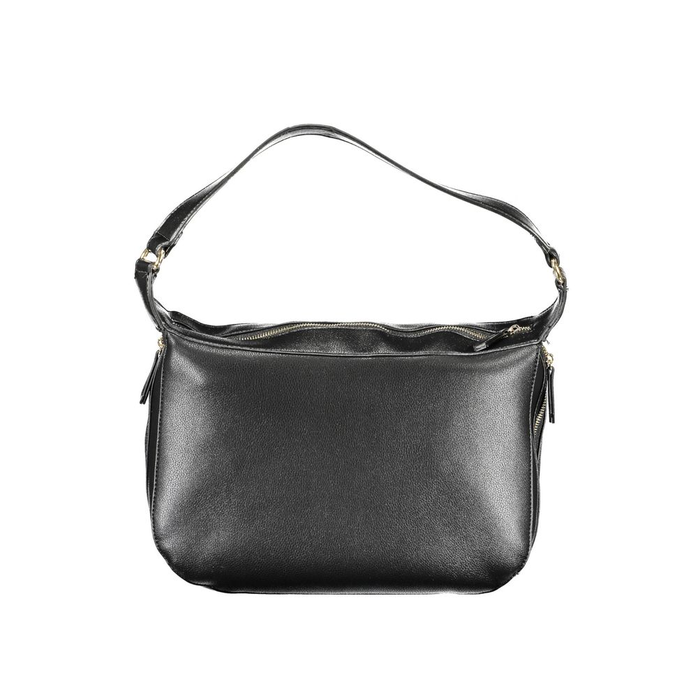 Handbag by Mario Valentino for women in polyethylene black features an refined silhouette, showcasing a secure zipper, ample external-pockets & internal-pockets, and versatile handle for a sophisticated refined aesthetic.