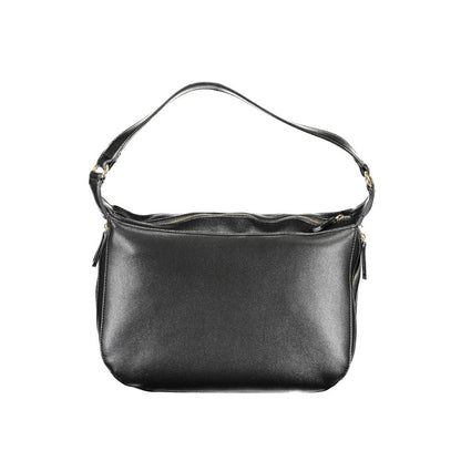 Handbag by Mario Valentino for women in polyethylene black features an refined silhouette, showcasing a secure zipper, ample external-pockets & internal-pockets, and versatile handle for a sophisticated refined aesthetic.