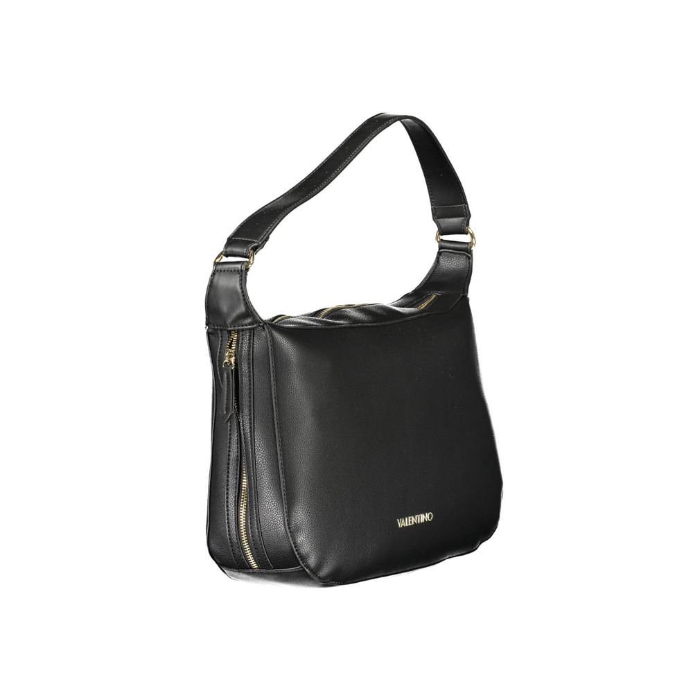 Handbag by Mario Valentino for women in polyethylene black features a ornamental silhouette, showcasing a secure zipper, ample external-pockets & internal-pockets, and ornamental handle for a sophisticated look.