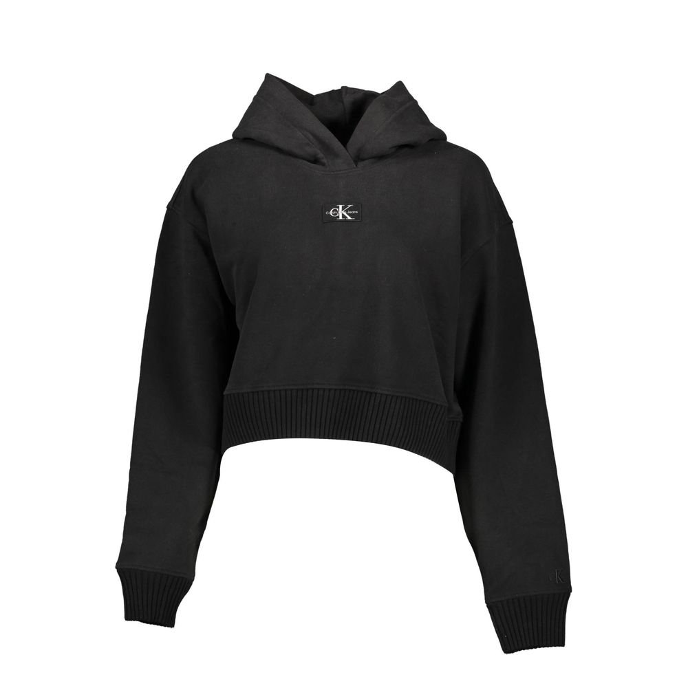 Hooded Sweatshirt Sweater by Calvin Klein for women in cotton black showcases a downtown chic silhouette, artfully finished with a downtown chic hooded neckline and for a sophisticated, high-end look.