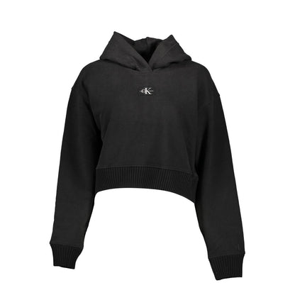 Hooded Sweatshirt Sweater by Calvin Klein for women in cotton black showcases a downtown chic silhouette, artfully finished with a downtown chic hooded neckline and for a sophisticated, high-end look.